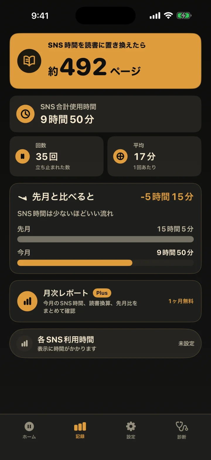 月次レポート画面